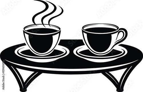 Tea or coffee table vector illustration on a white background