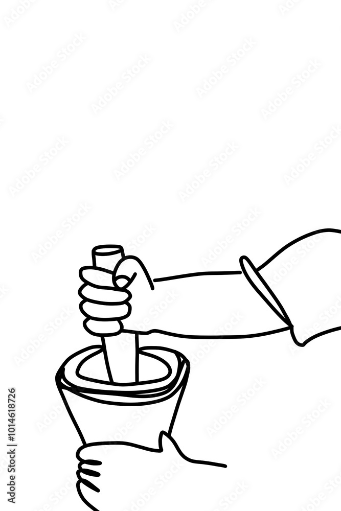 One continuous line, cooking food