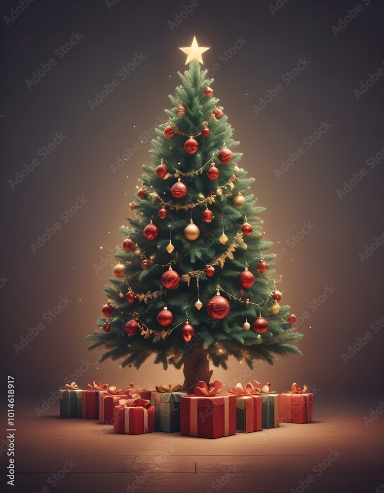 Fototapeta premium christmas tree with gifts