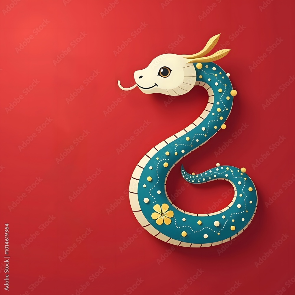 Fototapeta premium Illustration of a snake with floral patterns