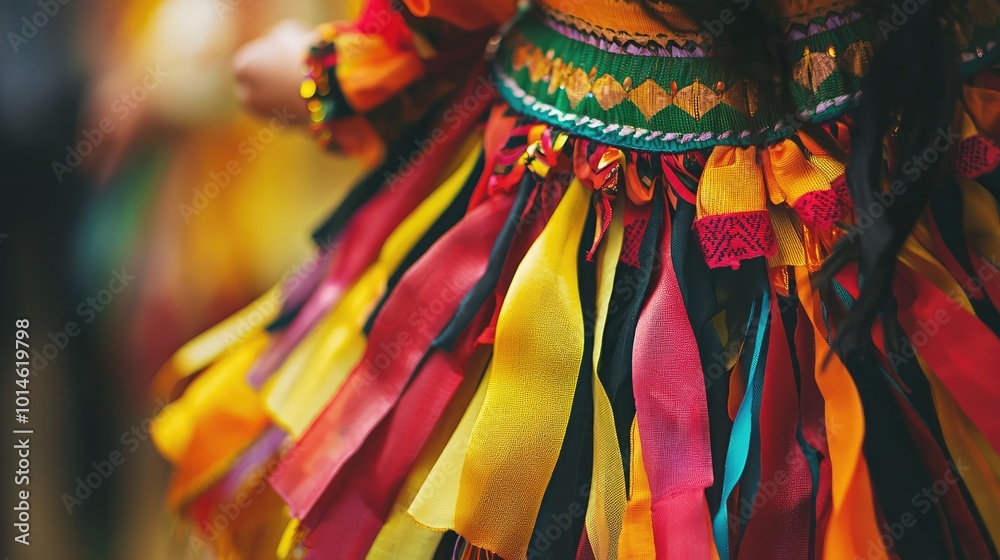 Vibrant traditional attire featuring colorful ribbons and intricate patterns, showcasing cultural heritage and craftsmanship. Vibrant traditional attire featuring colorful ribbons and intricate patterns, showcasing cultural heritage and craftsmanship.