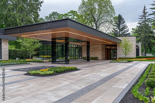 Charming residential building featuring elegant stone and wood architecture for cozy living