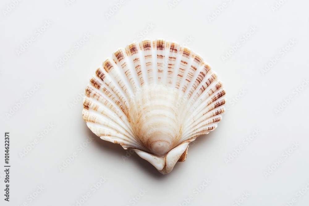 Raw scallop on white background - generative ai Raw scallop on white background - generative ai