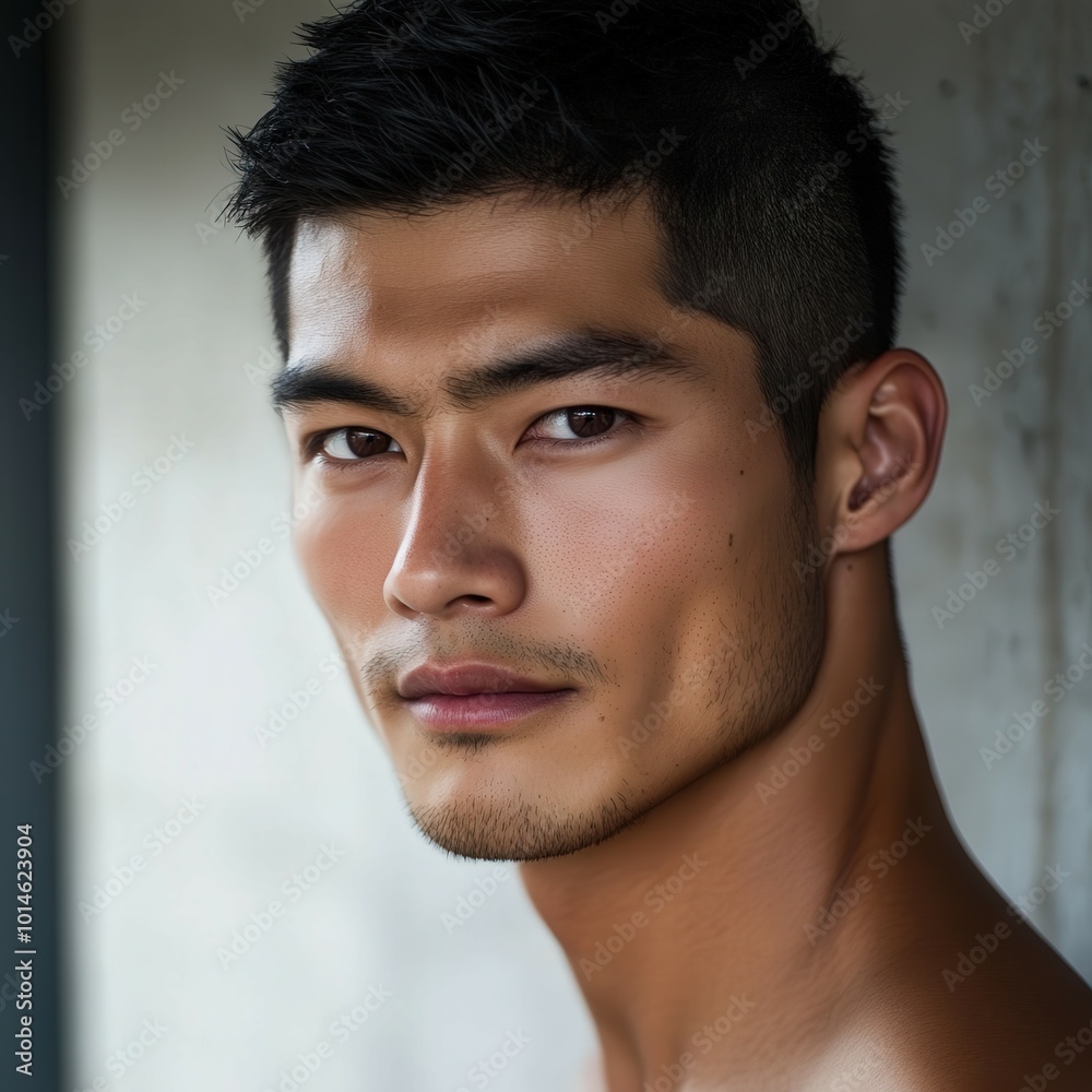 Athletic handsome man poses confidently against a modern urban backdrop Athletic handsome man poses confidently against a modern urban backdrop