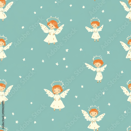 Cartoon Angel Seamless Pattern for Designs