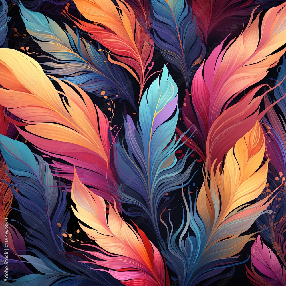 Bohemian Feather Print Background with a Soft and Natural Aesthetic Bohemian Feather Print Background with a Soft and Natural Aesthetic