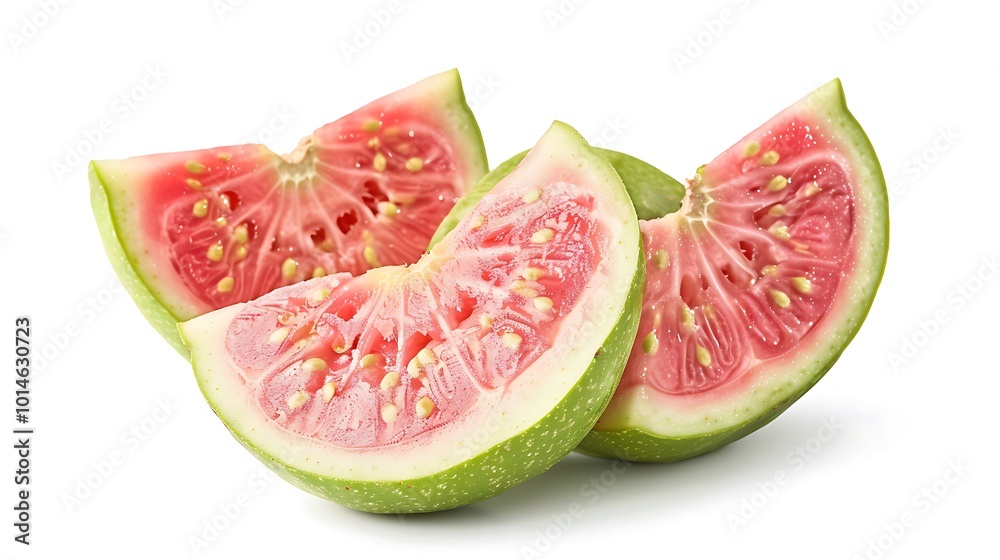 Guava slice on white background