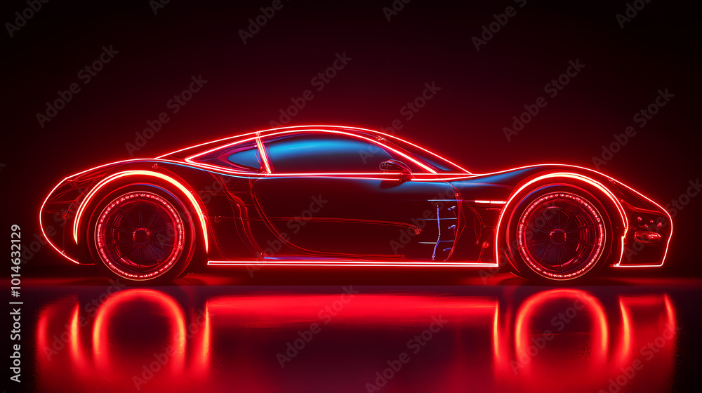 red car vector neon art red car vector neon art