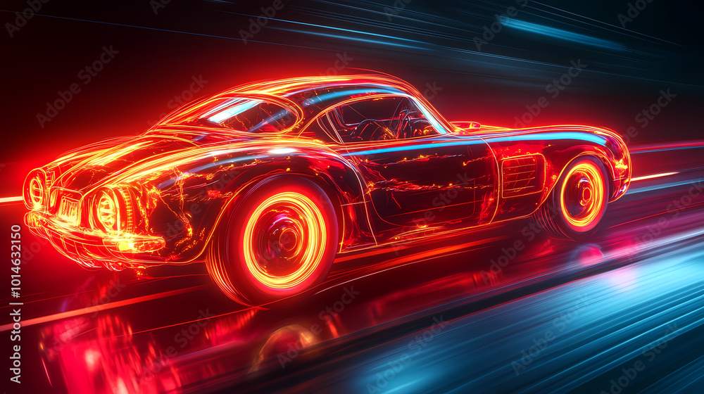 red car vector neon art red car vector neon art