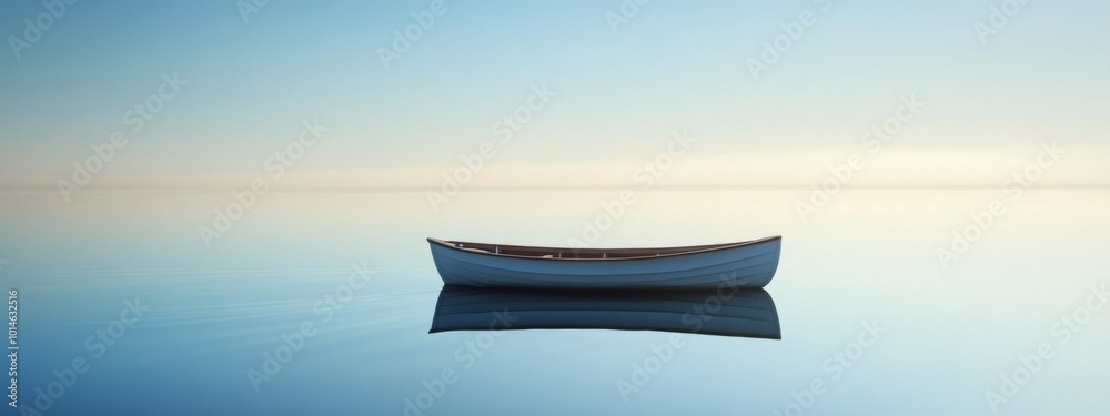 Tranquil Minimalist Rowing Boat on Calm Water, Serene Atmosphere, Simple Elegance, Reflective Serenity, Peaceful Scene Tranquil Minimalist Rowing Boat on Calm Water, Serene Atmosphere, Simple Elegance, Reflective Serenity, Peaceful Scene