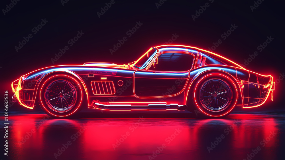 red car vector neon art red car vector neon art