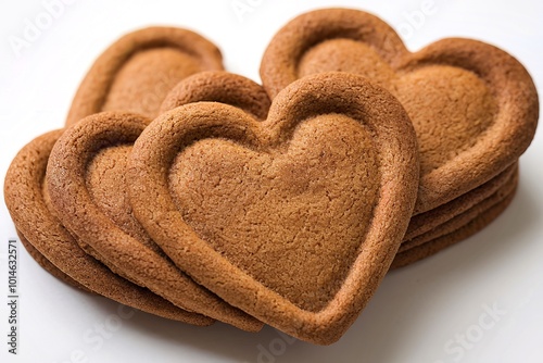 heart-shaped gingerbread cookies on a white background
