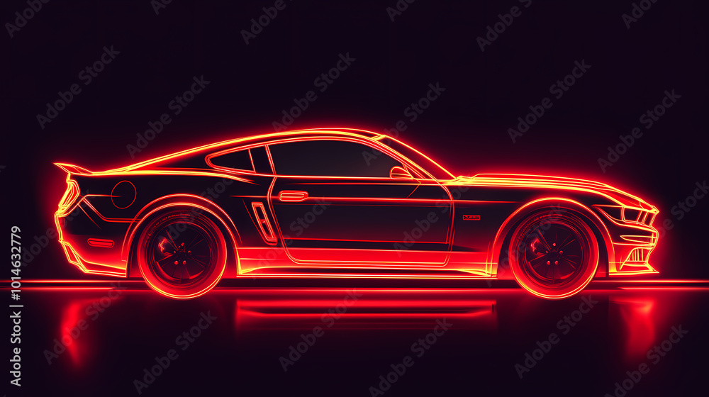 red car vector neon art red car vector neon art
