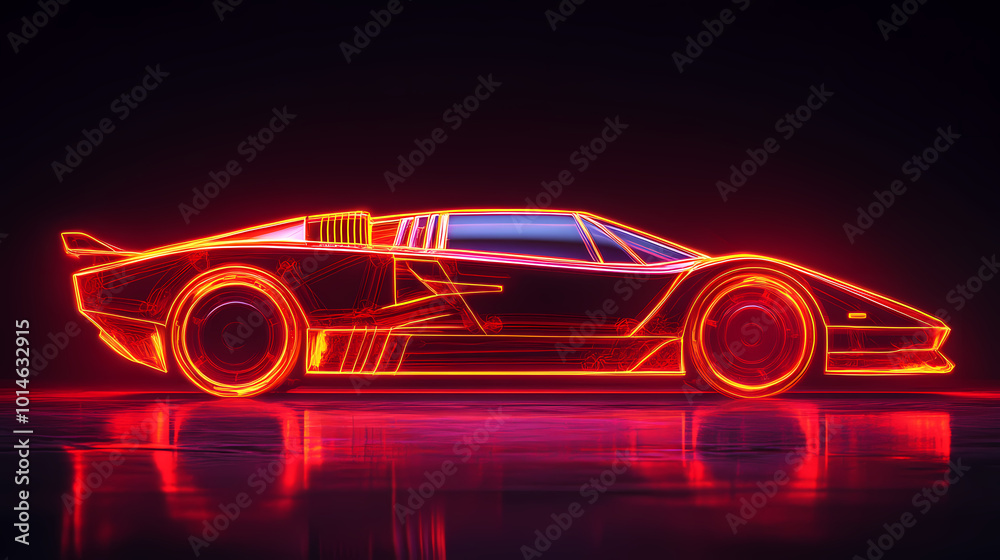red car vector neon art red car vector neon art