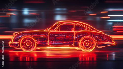 red car vector neon art