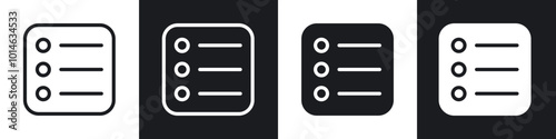 Bulleted list icons set. filled and line illustration