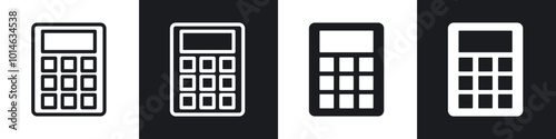 Calculator icons set. filled and line illustration