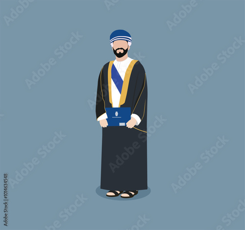 Omani man in university graduation dress