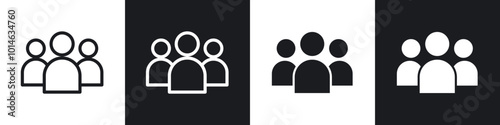 Community icons set. filled and line illustration