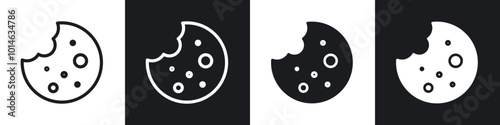Cookie icons set. filled and line illustration