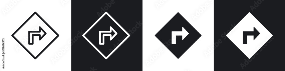 Directions icons set. filled and line illustration Directions icons set. filled and line illustration