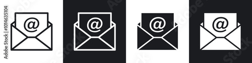 Email icons set. filled and line illustration
