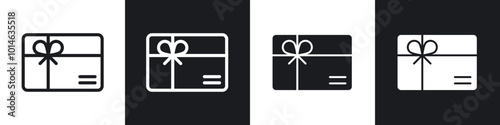 Gift card icons set. filled and line illustration