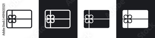 Gift card icons set. filled and line illustration