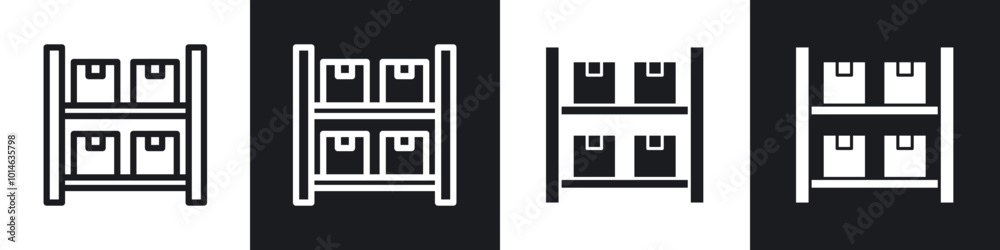 Inventory icons set. filled and line illustration Inventory icons set. filled and line illustration