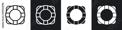 Life buoy icons set. filled and line illustration