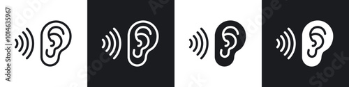 Listening icons set. filled and line illustration