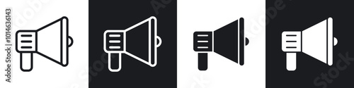 Megaphone icons set. filled and line illustration