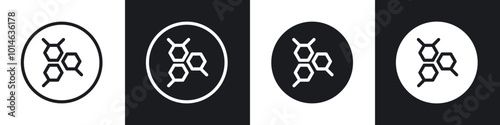 Molecule icons set. filled and line illustration