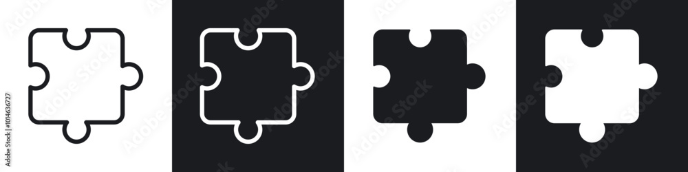 Puzzle piece icons set. filled and line illustration Puzzle piece icons set. filled and line illustration