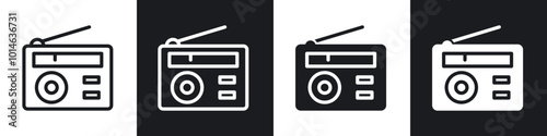 Radio icons set. filled and line illustration