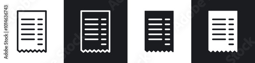 Receipt icons set. filled and line illustration