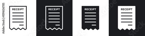 Receipt icons set. filled and line illustration