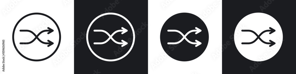 Shuffle icons set. filled and line illustration Shuffle icons set. filled and line illustration