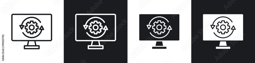System update icons set. filled and line illustration