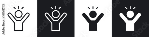 Success icons set. filled and line illustration