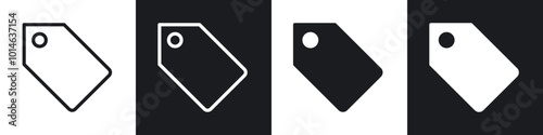 Tag icons set. filled and line illustration