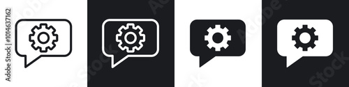 Technical support icons set. filled and line illustration