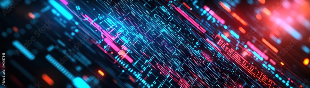 Quantum physics equations, holographic symbols, futuristic data streams, dark background with glowing lines Quantum physics equations, holographic symbols, futuristic data streams, dark background with glowing lines