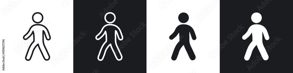 Fototapeta premium Walk icons set. filled and line illustration