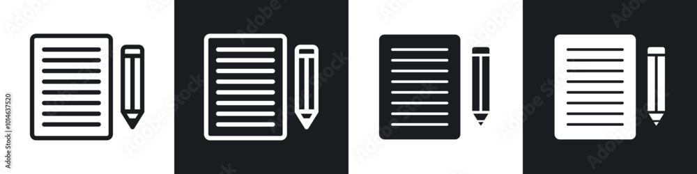 Writing icons set. filled and line illustration Writing icons set. filled and line illustration