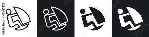 Windsurf icons set. filled and line illustration