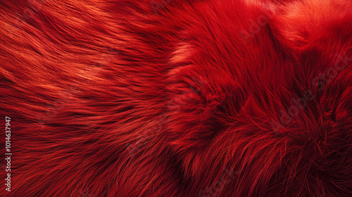 Long red fur close-up texture