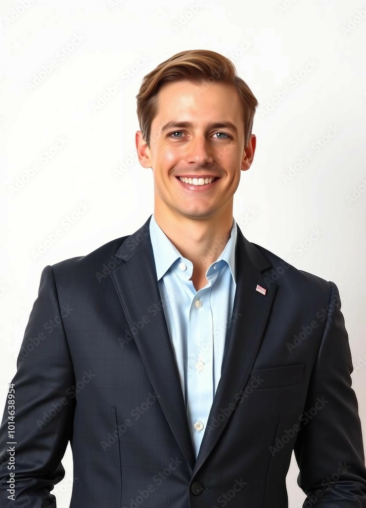 Portrait of a middle-aged male politician and businessman in formal attire, isolated on a plain white background. Portrait of a middle-aged male politician and businessman in formal attire, isolated on a plain white background.