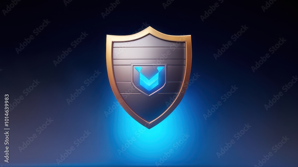 A stylized shield emblem with a glowing blue accent, symbolizing protection and security. A stylized shield emblem with a glowing blue accent, symbolizing protection and security.