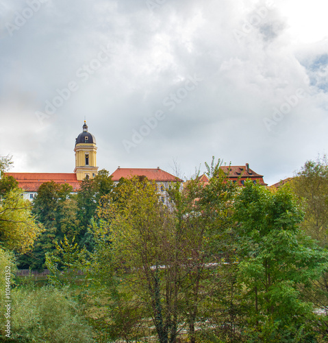View of the Old Town from the banks of the Danube Historic part of the city, Neuburg an der Donau, Germany - July 28, 2024
 photo